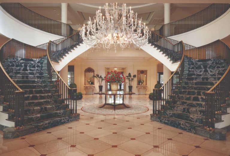 Grand lobby of Belmond Charleston Place, The Charleston Place Hotel, best hotels in Charleston SC