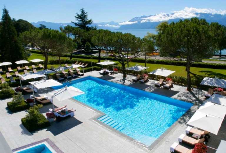 Beau Rivage Palace Pool in Lausanne Switzerland